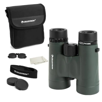 Abbildung von Celestron 71332 Nature DX 8 x 42 mm Ferngläser mit mehrfach vergütete Linse, BaK 4 Prismenlinse und Etui, Grün