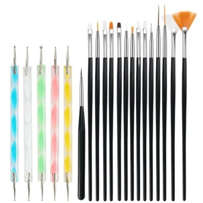 Abbildung von 20 Stück Nagel Pinsel Set mit Dotting Tool,Pinsel für Gelnägel,Nail Art Set,Pinsel Nageldesign