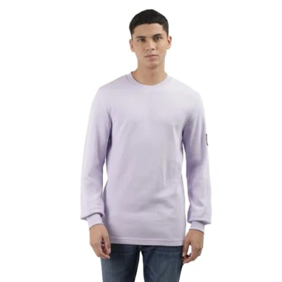 Abbildung von Calvin Klein Jeans Herren Langarmshirt Badge Waffle Basic, Violett (Pastel Lilac), XXS