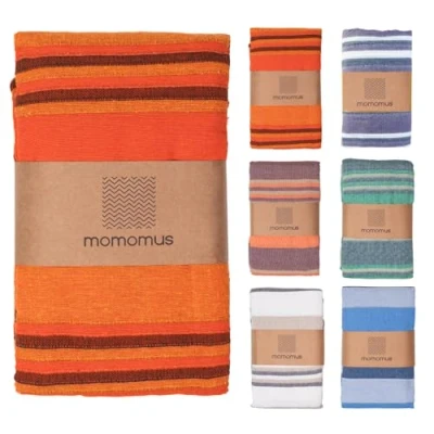 Abbildung von MOMOMUS Dünne Picknickdecke XXL für Strand Mit Fransen Strandmatte/Badedecke/Stranddecke Sandfrei Picknicks oder Leichte Campingdecke Outdoor Orange, 210x240 cm