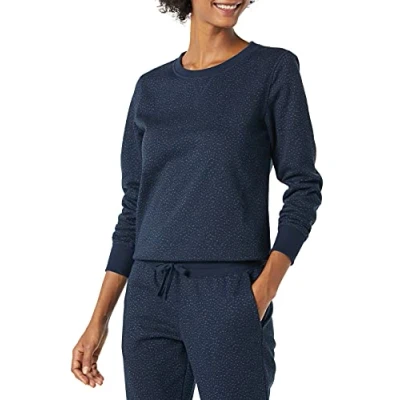 Abbildung von Amazon Essentials Damen Sweatshirt Aus French Terry Fleece Mit Rundhalsausschnitt (In Übergröße Erhältlich), Marineblau Gepard, S