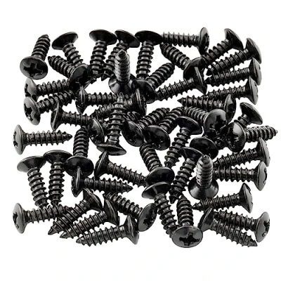 Abbildung von Musiclily 3x12mm Gitarren Bass Schlagbrett Schrauben Pickguard Screws für Fender Strat Tele E Gitarre Bass, Schwarz (50 Stück)