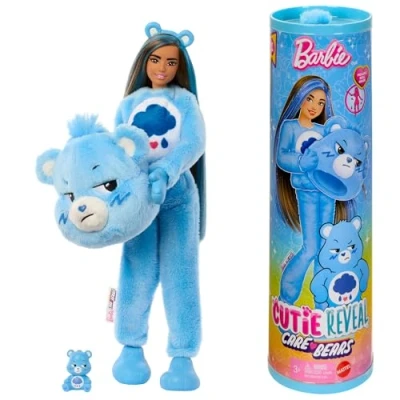 Abbildung von Barbie Cutie Reveal Puppe mit Accessoires, Glücksbärchis Reihe, Modepuppe plüschigem Brummbärchi Kostüm und 10 Überraschungen, einschließlich Farbwechsel Mini Bär, JCN96