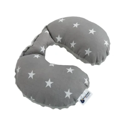 Abbildung von Medi Partners NACKENKISSEN Kinder Nacken Nackenstütze 100% Baumwolle/Minky Baby Nackenhörnchen für Auto Kinderwagen autofahrt Reisen Schlaf Hals Kissen Schlummerrolle (Sternen mit grauen Minky)
