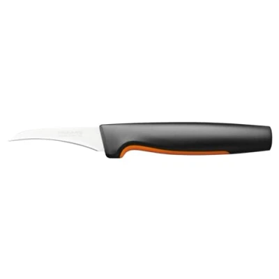 Abbildung von Fiskars Schälmesser, Functional Form, Gebogene Klinge, Gesamtlänge: 19 cm, Japanischer Edelstahl/Kunststoff, 1057545, Schwarz / Orange