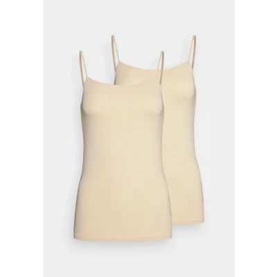 Abbildung von Schiesser 2PACK Spaghetti TOPS Organic Cotton 95/5 Unterhemd/shirt, Damen, Größe: 36, Sand