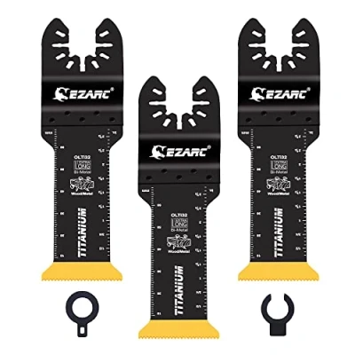 Abbildung von EZARC 3 tlg Multitool Sägeblätter Titan extra lange Oszillierende zum Schneiden von Metall, Holznägeln, Schrauben Universal Schnellwechsel Oszillierendes Zubehör Multifunktionswerkzeug