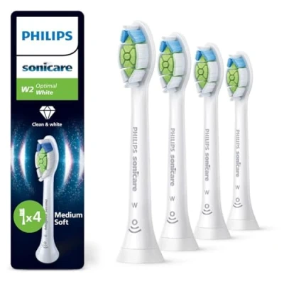 Abbildung von Philips Sonicare W2 Optimal White, Original Ersatzbürstenköpfe, Weiß, 4er Pack, HX6064/87