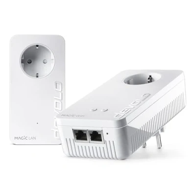 Abbildung von devolo Magic 2 WiFi 6 Starter Kit, WLAN Powerline Adapter, bis zu 2.400 Mbit/s, Mesh Steckdose, 2x Gigabit LAN, Access Point, dLAN 2.0, weiß