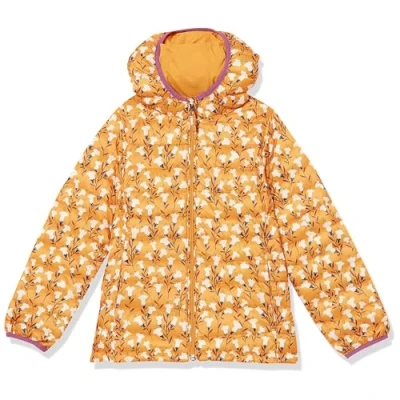 Abbildung von Amazon Essentials Mädchen Leichte, Wasserabweisende, verstaubare Kapuzenjacke, Gelb Floral, 3 Jahre