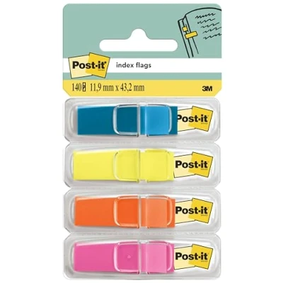 Abbildung von Post it 683 4ABX Index Mini 11,9 x 43,2 mm, 4 35 Haftstreifen im Etui ‎Blau/Grün/Orange/Lila (1 Packung mit Stück)