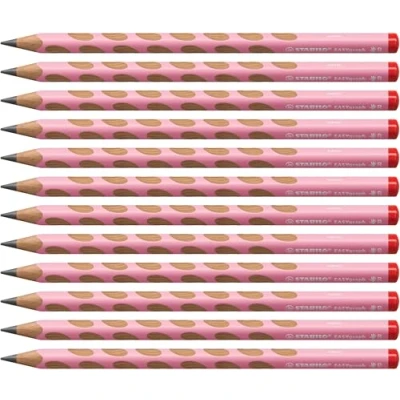 Abbildung von STABILO Ergonomischer Dreikant Bleistift für Rechtshänder EASYgraph in pastellpink 12er Pack Härtegrad HB