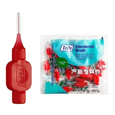 Abbildung von TePe Interdental Brush, Original, Red, 0.5 mm/ISO 2, 20pcs, plaque removal, efficient clean between the teeth, tooth floss, for narrow gaps
