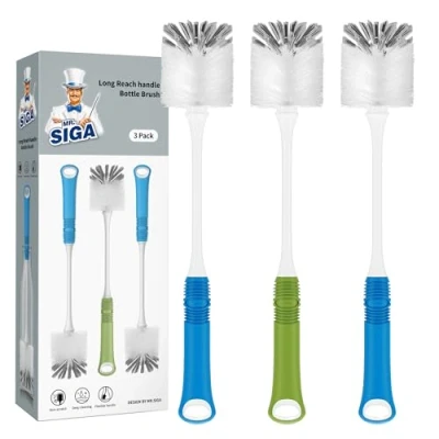 Abbildung von MR.SIGA Langer Griff Reinigungsbürste Tassenbürste Flaschenbürste Gläserbürste Mixtopf Spülbürste Tüllenbürste mit Nylonborsten, 3er Pack