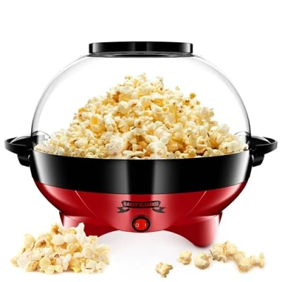 Abbildung von Gadgy Popcorn Maschine groß Retro Maker 5 L mit Antihaftbeschichtung und abnehmbarer Heizfläche Popkorn rot Popcornmaschine 800W machine