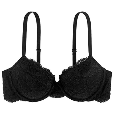 Abbildung von Dorina Spitze Lace BH, 3/4 Schale Demi Damen Comfort leicht gepolsterter Bügel Lianne D17163A, Schwarz,75C