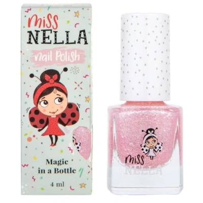 Abbildung von Miss Nella Its Glitzy Hippo abziehbarer Nagellack speziell für Kinder, rosa Glitzer, Peel Off Formel, ungiftig, wasserbasiert und geruchsneutral