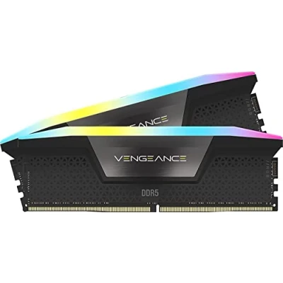 Abbildung von Corsair VENGEANCE RGB DDR5 RAM 64GB (2x32GB) 6400MHz CL32 Intel XMP iCUE Kompatibel Computer Speicher Schwarz (CMH64GX5M2B6400C32)