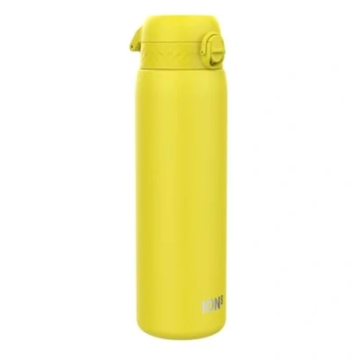 Abbildung von Ion8 Vakuumisolierte Edelstahl Trinkflasche, 1 Liter, 920 ml, Auslaufsicher, Einhandöffnung, Sichere Verriegelung, Spülmaschinenfest, Tragegriff, Langlebig, Ideal für Sport und Yoga, Gelb
