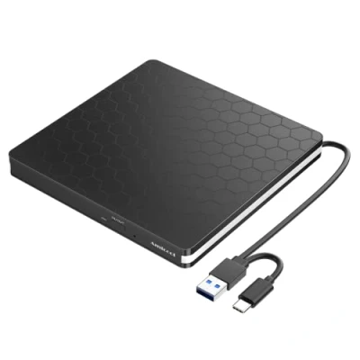 Abbildung von External DVD Drive, Amicool USB 3.0 Type C CD +/ RW Optical Drive Burner Slim CD/DVD ROM Rewriter Writer Reader Portable for PC Laptop Desktop MacBook Mac Windows 7/8.1/10 Linux OS Apple