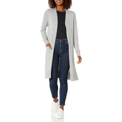 Abbildung von Amazon Essentials Damen Leichter Strickjackenpullover, Länger Geschnitten (Erhältlich In Übergröße), Hellgrau Meliert, L
