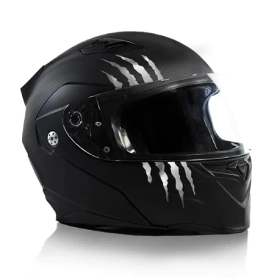 Abbildung von Finest Folia Kratzer Helm Aufkleber 2er Set 7,5x7,5cm Monster Sticker Kralle Deko für Motorrad Auto Motorradhelm Kratzspuren selbstklebend wasserfest K173 (Chrom Silber)