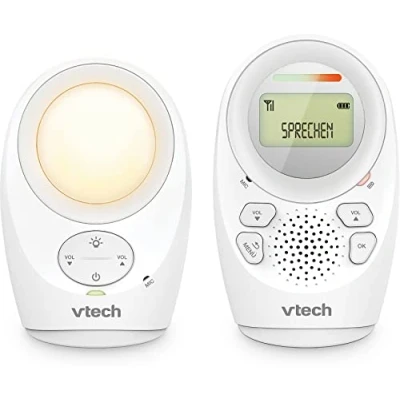 Abbildung von VTech Digitales Audio Babyphon DM1211 Mit DECT Technologie, Gegensprechfunktion, LCD Lautstärkeanzeige, Temperatursensor, Nachtlicht u. v. m. Eltern und Babyeinheit