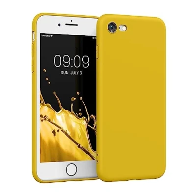 Abbildung von kwmobile Handyhülle kompatibel mit Apple iPhone SE (2022) / (2020) 8 7 Hülle Handy Case aus weichem Silikon in Strahlend Gelb