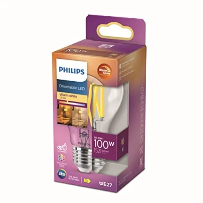 Abbildung von Philips LED Classic E27 Filament Lampe Warm Glow (100 W), dimmbare mit warmweißem Licht, energiesparende langer Nutzlebensdauer