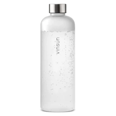 Abbildung von VINSUN Trinkflasche 1,5L weiß wiederverwendbar, Kohlensäure geeignet, BPA frei, Tritan Leichte Wasser Flasche für Sport, Outdoor, Schule, Uni, Fahrrad, Büro, Gym