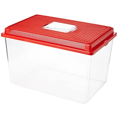 Abbildung von Ferplast Aquarium aus Kunststoff für Fische GEO Extra Large Tank 11 L Behälter Terrarium Insekten Schildkröten, Robuster Kunststoff, Lüftungsgitter, 35,6 x 23,4 22,8 cm, rot