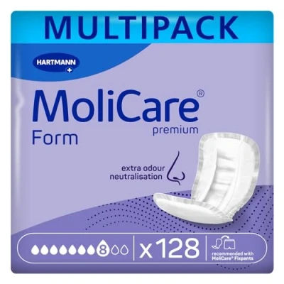 Abbildung von MoliCare Premium Form 8 Tropfen, für schwere Inkontinenz: maximale Sicherheit, extra Auslaufschutz und Diskretion Frauen Männer, zu verwenden mit Fixpants, 4x32 Stück