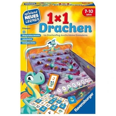 Abbildung von Ravensburger 24976 1x1 Drachen Lernspiel für Kinder, Rechenspiel Kinder von 7 10 Jahren, 2 4 Spieler, Zahlenraum 1 100, kleines Einmaleins