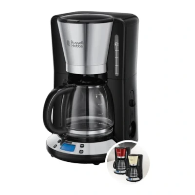 Abbildung von Russell Hobbs Kaffeemaschine [Digitaler Timer, Brausekopf für optimale Extraktion&amp;Aroma] Victory Edelstahl hochglanz poliert (max 10 Tassen, 1,25l Glaskanne, 1100W) Filterkaffeemaschine 24030 56