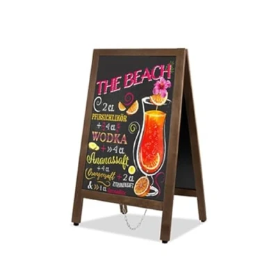 Abbildung von VAIIGO Kundenstopper mit lackiertem Holzrahmen 105 x 45 cm Aufsteller Werbetafel Gehwegaufsteller Magnetische Holztafel Kreidetafel Restaurant Tafel Plakatständer
