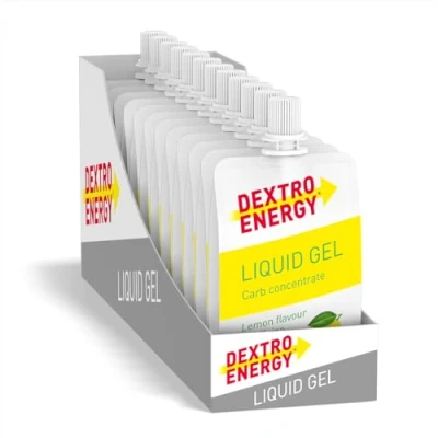 Abbildung von DEXTRO Energy LIQUID Gel LEMON + CAFFEINE 12x60ml (12er Pack) aus schnell verfügbaren Kohlenhydraten, Traubenzucker Gel, Koffein Booster, Riegel Alternative, für Ausdauersport