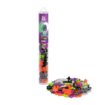 Abbildung von Plus 4320 Geniales Konstruktionsspielzeug, Farbmix Spooky, Kreativ Bausteine Tube, Bausteinset für Kinder, 100 Teile