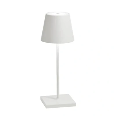 Abbildung von Zafferano, Poldina Pro Mini Lampe, Kabellose, Wiederaufladbare Tischlampe mit Touch Control, Auch für den Außenbereich Geeignet, Dimmer, 2200 3000 K, Höhe 30 cm, Farbe Weiß