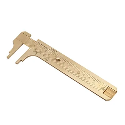 Abbildung von FTVOGUE Messschieber Messing Schieblehre Lineal Messwerkzeug Mini Taschenlineal Doppel Skalen mm/Zoll(100mm)