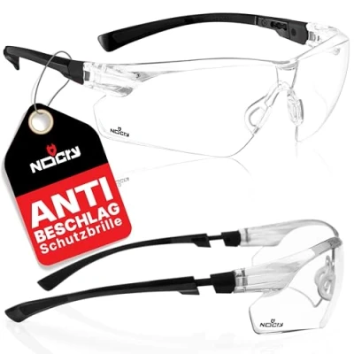 Abbildung von NoCry Klare Schießbrille für Herren mit Anti Beschlag und kratzfesten umlaufenden Gläsern ANSI Z87 Schutzbrille verstellbaren Bügeln Nasenpolster 100% UV Augenschutz