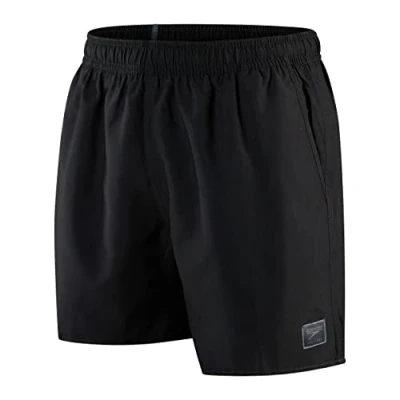 Abbildung von Speedo Herren Watershort Badehose 16&quot; Schnell trocknend Bequemer Sitz Klassischer Style Tunnelzugbund Badehose, Prime Schwarz, Einheitsgröße