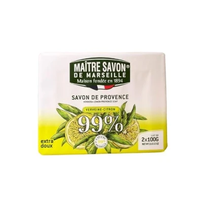 Abbildung von Maître Savon de Marseille Provence Seife Verveine Zitrone Extra Mild 2x100g 99% Natürliche Inhaltsstoffe Hände &amp; Körper