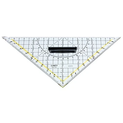 Abbildung von Linex 2621GH Geometrie Dreieck mit Griff, Hypotenuse 22,5cm aus Kunststoff, Facette, senkrechte Kante