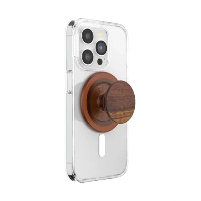 Abbildung von PopSockets Phone Grip for MagSafe with Kickstand, Magnetic Stand, Swappable Top, Secure Hold iPhone Cases, &amp; Tablet Wood Res Olive