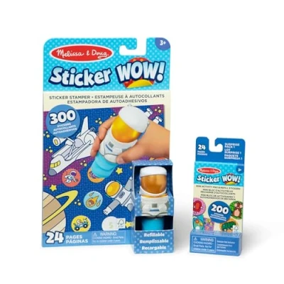 Abbildung von Melissa &amp; Doug Sticker Wow! Astronautenpaket: 24 seitiger Aktivitätenblock, Aufkleberstempel, Mini 500 Aufkleber, Kunst und Bastelspielzeug, Sammelfigur