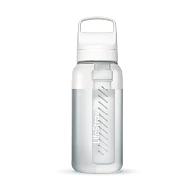 Abbildung von LifeStraw Go Serie BPA freie Trinkflasche mit Wasserfilter 1l für Reisen und den täglichen Gebrauch entfernt Bakterien, Parasiten, Mikroplastik verbessert Geschmack, Polar White (weiss)