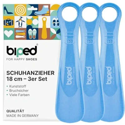 Abbildung von biped 3er Set Schuhanzieher Kunststoff 18 cm Schuhlöffel deutsche Herstellung z1570(hellblau)