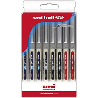Abbildung von uni ball Etui 8 Roller Flüssigtinte UB 157 Grundfarben