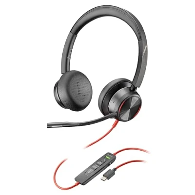 Abbildung von Schnurgebundenes Premium Headset Poly Blackwire 8225 Active Noise Cancelling Hi Fi Stereo Verbindung mit PC/Mac Kompatibel Teams, Zoom