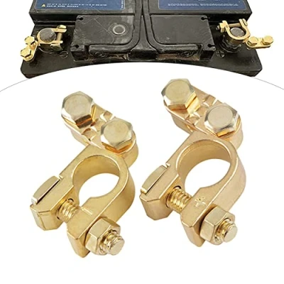 Abbildung von 2pcs Batterieklemmen Batterie Polklemmen Universal Autobatterie Klemme mit Bolzen Batterieanschlussklemmen Messing Steckverbinder Plus Minus für Auto Boot Wohnmobil Caravan Transporter